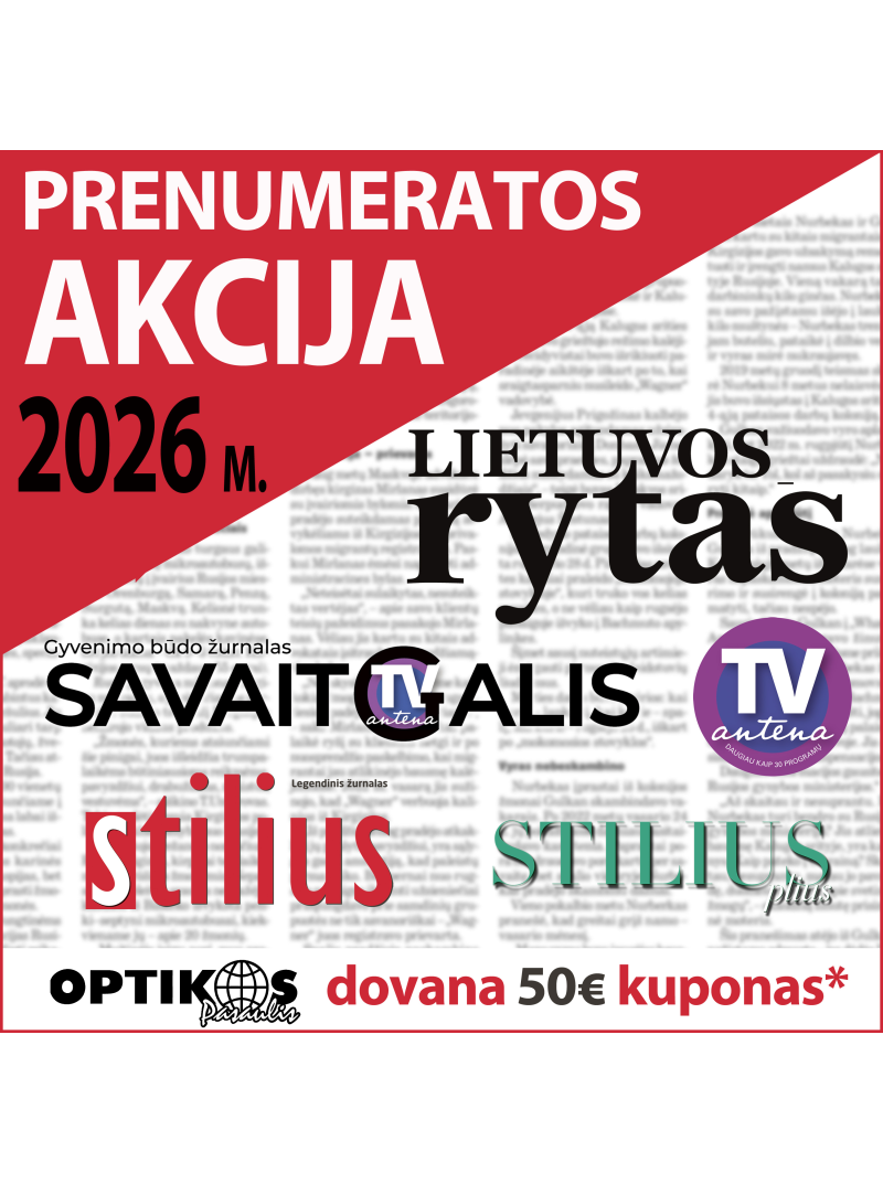 2026 m. 12 mėnesių prenumerata: Lietuvos rytas + Savaitgalis + Stilius (fiziniams asmenims)1{IMAGE}