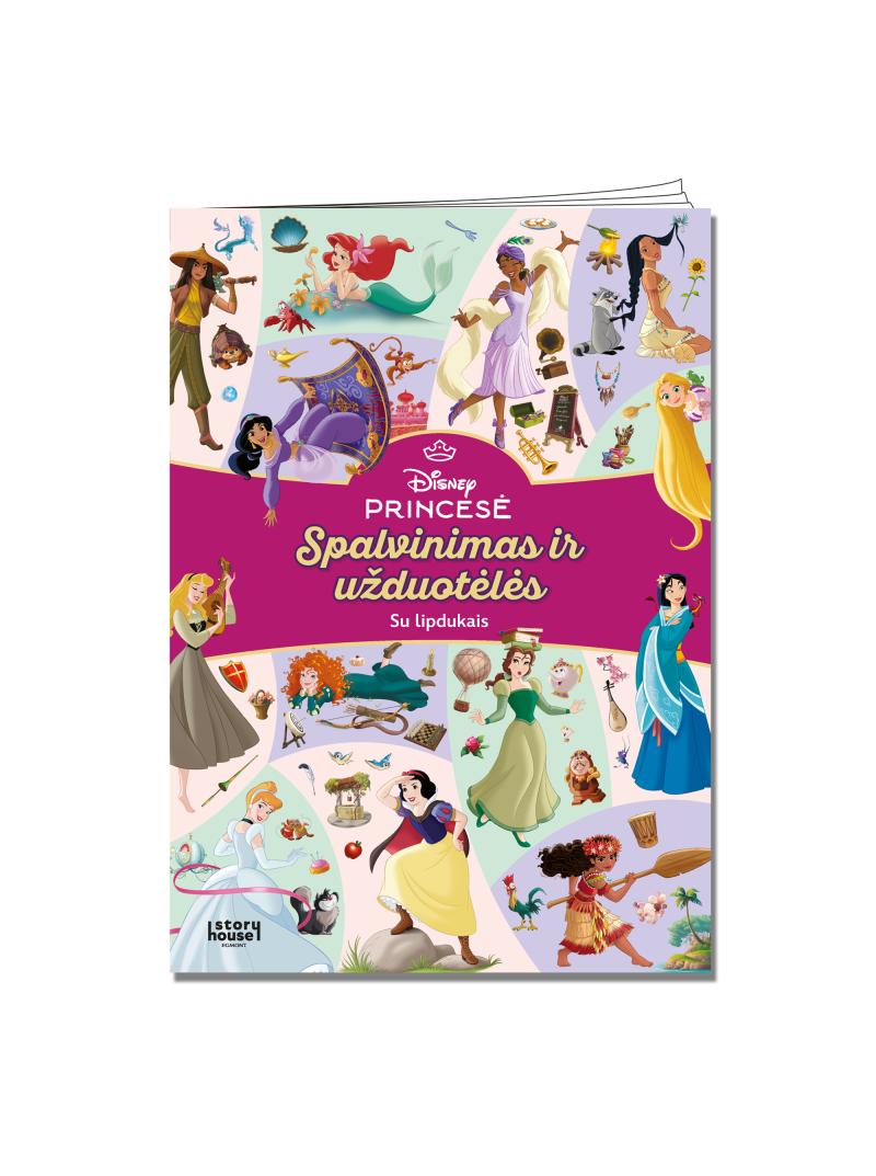 Princesės. Spalvinimas ir užduotėlės su lipdukais1{IMAGE}