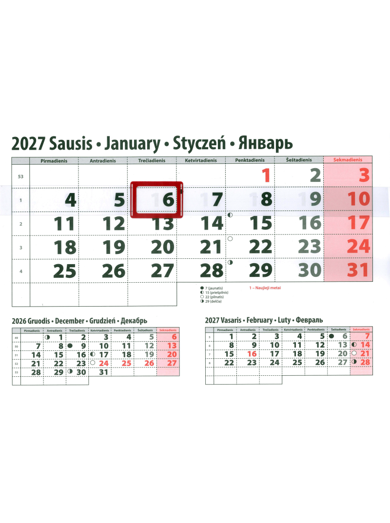 2027 Sieninis kalendorius. Vilnius1{IMAGE}