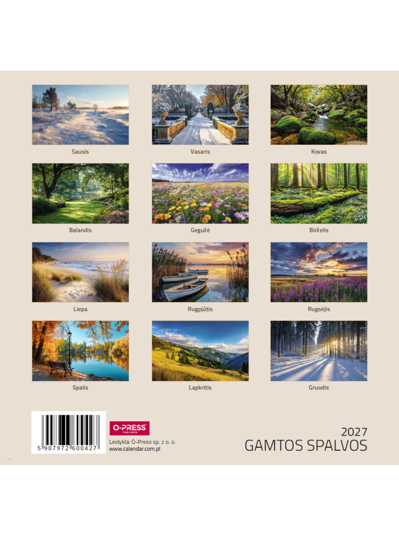 2027 kalendorius. Gamtos spalvos 33x331{IMAGE}