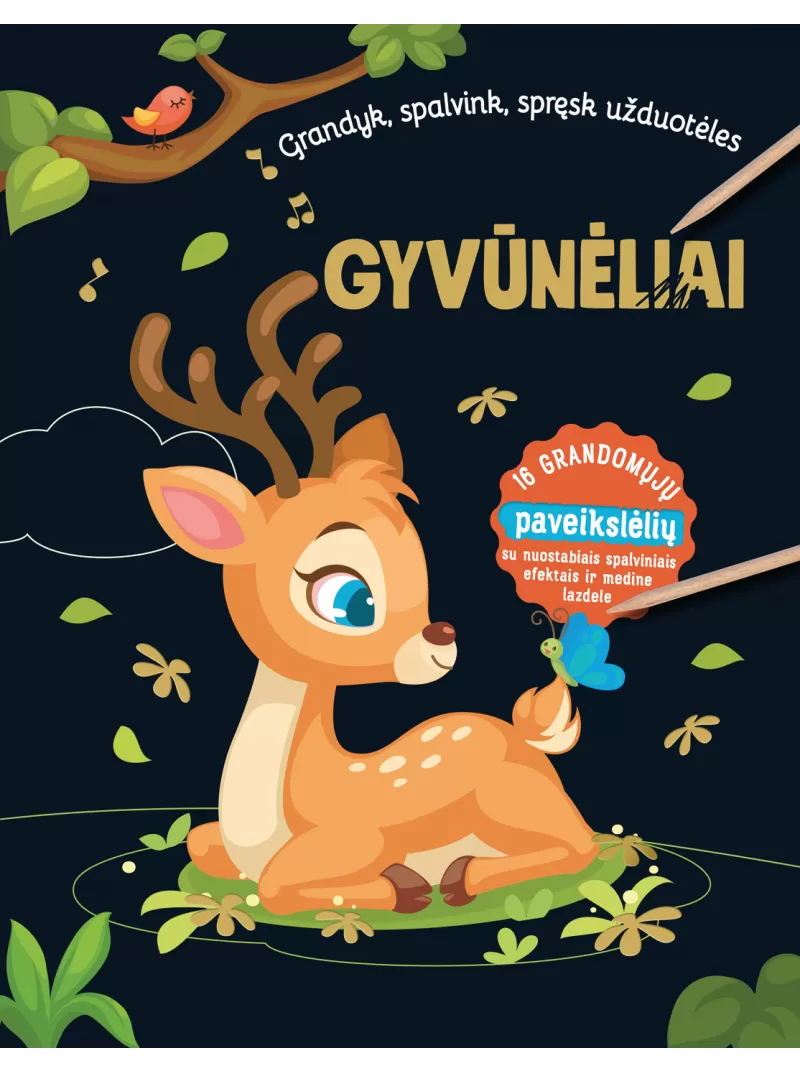 Gyvūnėliai. Grandyk, spalvink, spręsk užduotėles1{IMAGE}