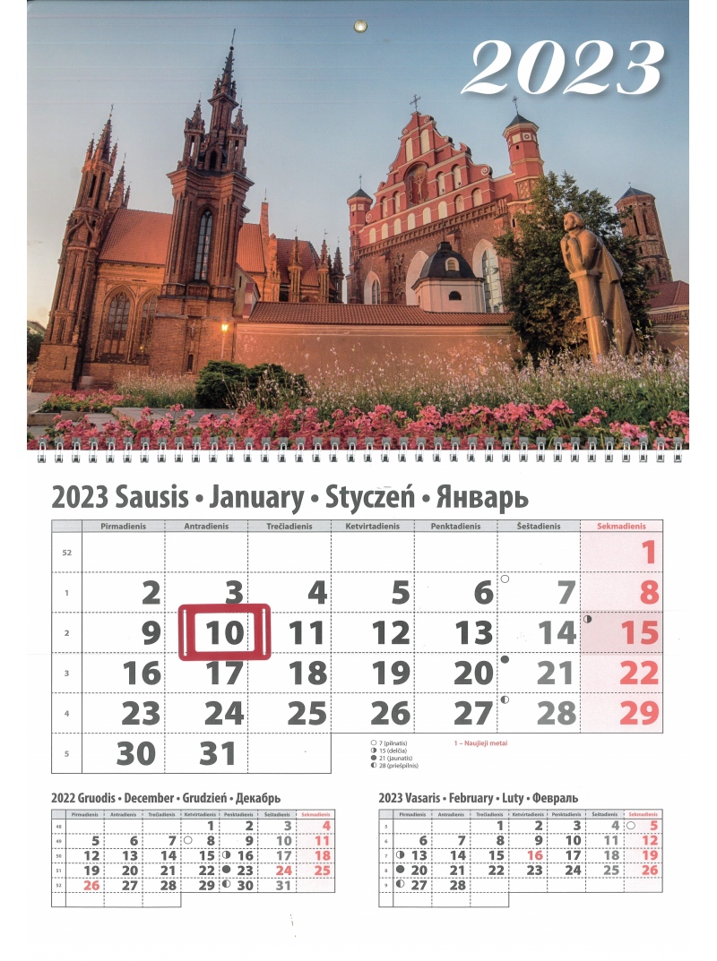 2023 Sieninis kalendorius. Vilnius