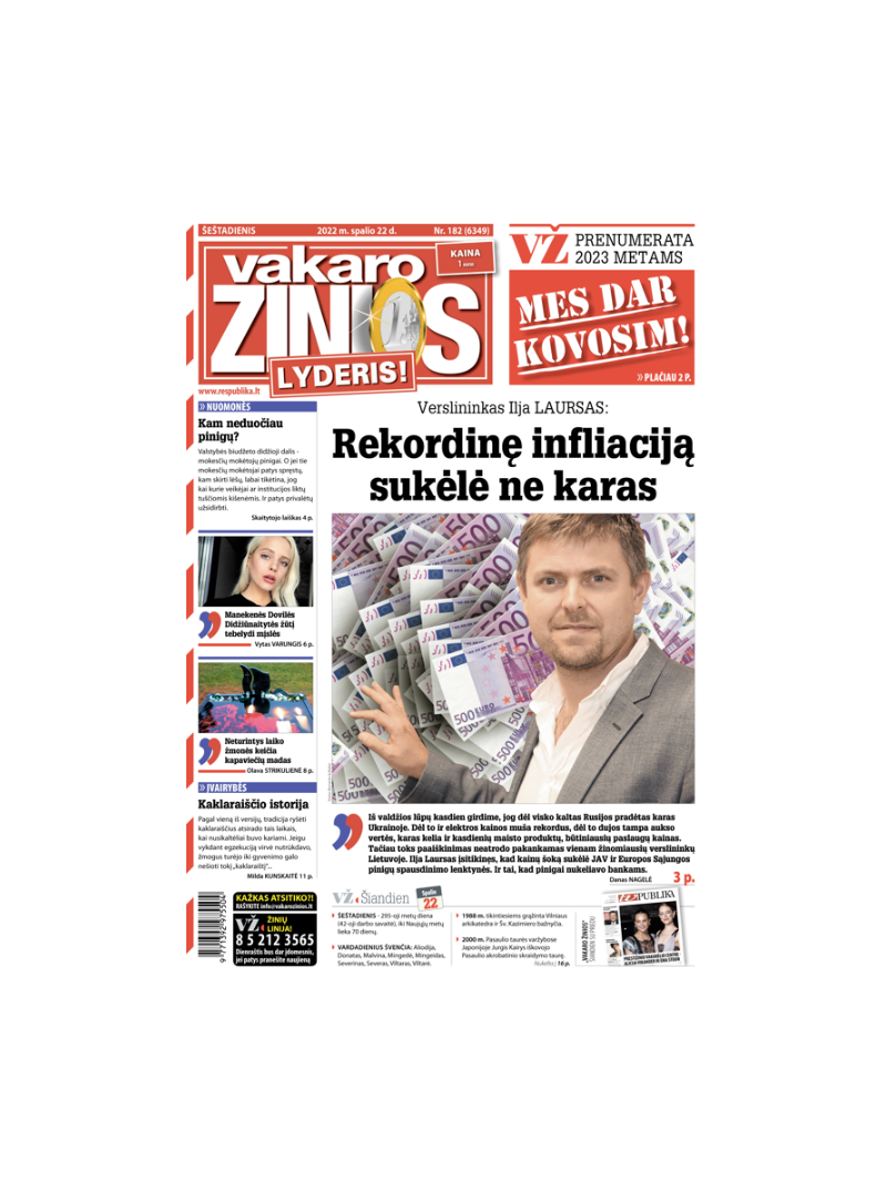 Vakaro žinios (šeštadienio numeriai senjorams ir neįgaliesiems)